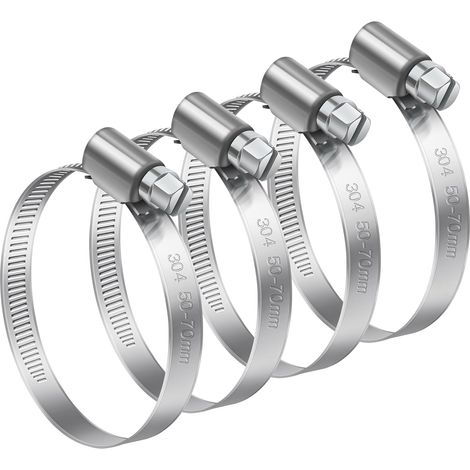 50-70mm Collier de Serrage Réglable, 4 Pcs Inox 304 Métallique (1/5)