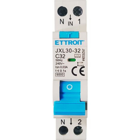 ETTROIT Magnetotermico Differenziale 1P+N 32A 30mA 220V 6kA Classe A – JX253264