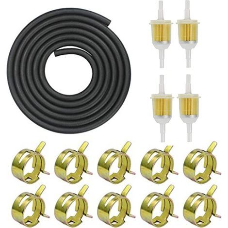 Lntyq Kit de conduite de carburant, filtre à carburant pour moto, avec 4 filtres à carburant, tuyau de carburant de 2 m, 10 colliers de serrage, filtre à carburant (1/5)