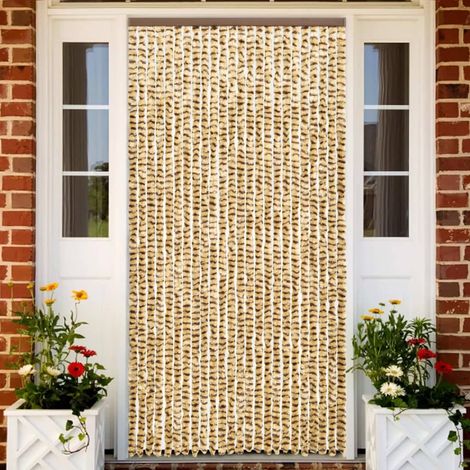 Rideau de porte amovible,Moustiquaire Beige et marron 100x220 cm Chenille - DH37001 (1/5)
