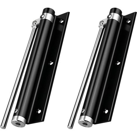 Cierrapuertas antiviento de 14 cm (5,5 pulgadas), 2 topes de resorte, velocidad de cierre ajustable, cierre de seguridad para puertas giratorias, negro
