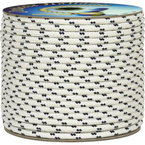 Corderie Italiane 006091653 Treccia mare cordino multiuso giardino e fai da te, stabilizzato ai raggi U.V. resistente a intemperie e agenti atmosferici, 3 mm, 50 mt, colore bianco con spia blu (1/5)