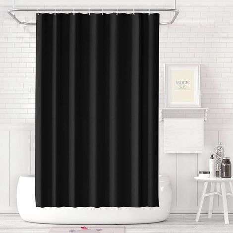 Rideau de douche PEVA 120x200 cm imperméable anti-moisissure noir (1/4)