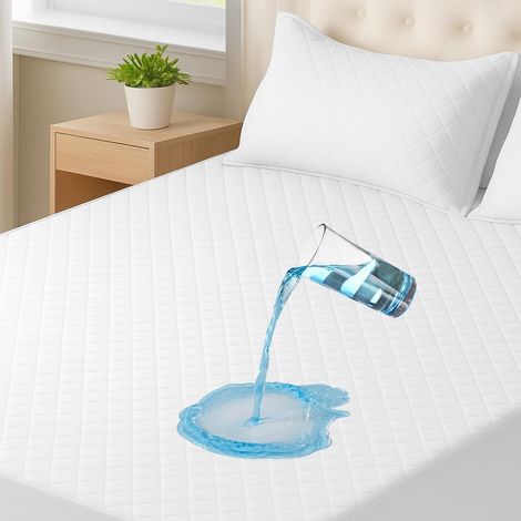 Protege Matelas Impermeable 140x200cm, Respirant Housse Matelas, Silencieux, Élastique Tout Autour, Naturellement Anti Acarien Et Anti Bacterien, Souple, Lavable, Blanc (1/5)