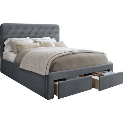 Cama Houston 1708, Gris, Doble, 160x200, Tapiz, Somieres, 167x216x118cm