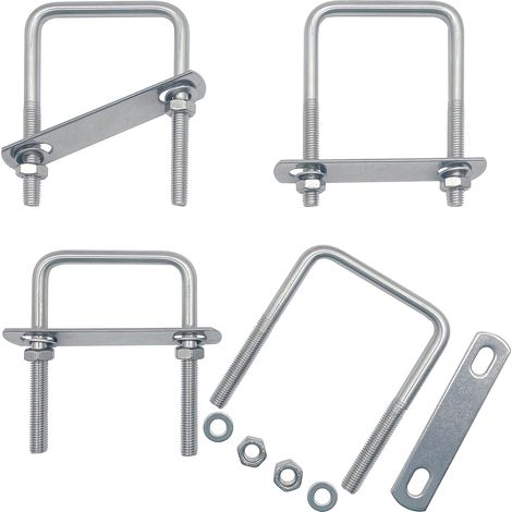 4 Pcs Boulons en U Carrés Acier Inoxydable 304 M8 100x60mm Carré en U Tube avec écrous, plaque de cadre (1/5)