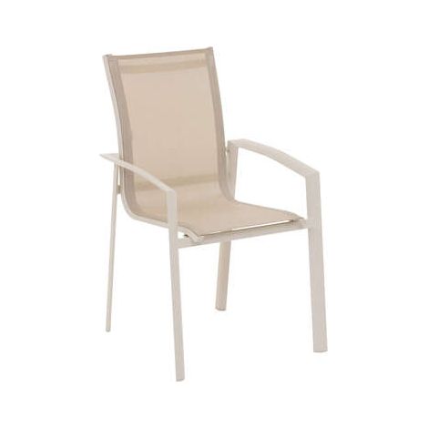 Poltrona da giardino impilabile axant lino e argilla in alluminio - Hespéride