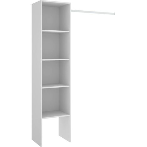 Dmora - Guardaroba Presanella, Struttura per cabina armadio, Mobile appendiabiti aperto, 138x40h186 cm, Bianco, con imballo rinforzato