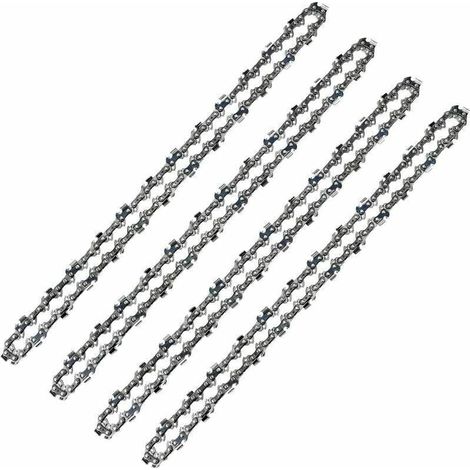 Chaîne de tronçonneuse 52 Maillons, Pas de 3/8" LP, Jauge 050" (1,3mm) Faible Rebond (Low Kickback), Lot de 4 Chaînes de Tronçonneuse 52 Entraineurs pour Guide Chaîne de 14" (35 cm) (1/4)