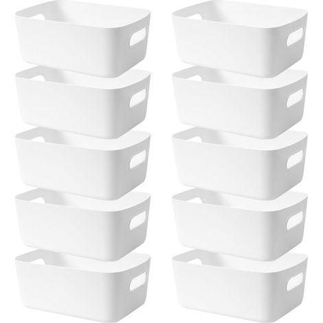 10 Boîtes Rangement Plastique 19 cm Poignées Intégrées Organiseur Empilable Cuisine Salle de Bain Bureau (1/5)