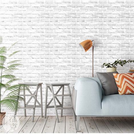 Papier peint brique 3D 45x600cm gris blanc (1/5)