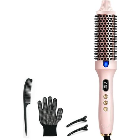 Thermal Brush, 38mm Brosse Thermique, Tourmaline Céramique Ionique Brosse Chauffante Pour Créer des Boucles Naturelles, 6 Réglages de Température, Double Tension (1/5)