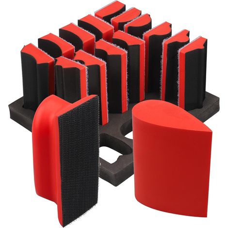 Lot de 16 Blocs de ponçage à la Main, Profil profilé avec Crochet et Boucle, Plaque d'appui Convexe et concave pour Le Travail du Bois, la Restauration de Meubles, la Peinture Automobile et (1/5)