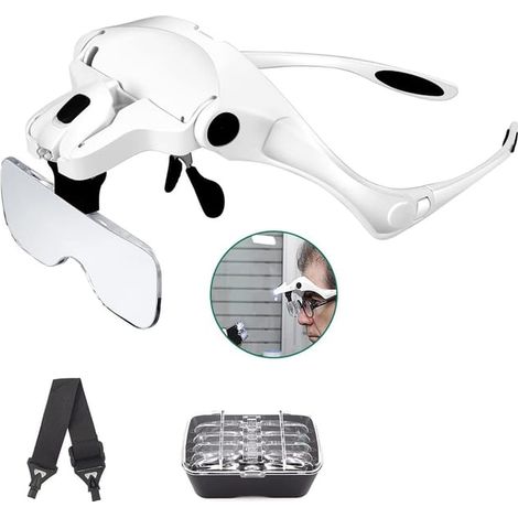 Lupa con 2 LED: ideal para trabajos de precisión, reparaciones, costura, joyería, relojería y manualidades. Incluye 5 lentes intercambiables (de 1.0X a 3.5X) (1/5)