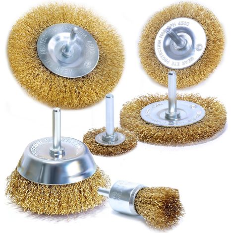 Atelier, Brosse Métallique, Accessoire Perçage, Métal, Atelier, Queue 6 mm Lisse, Nettoyage Bois ainsi que Métal, pour Visseuse Perceuse, Pack de 6 (1/5)