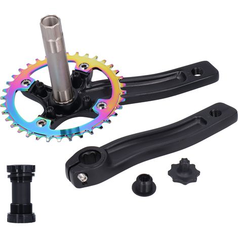 36T Singlespeed-Mountainbike-Kurbelgarnitur mit Innenlager, Schwarz