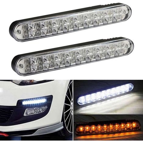 2 Pièces x 30 LED SMD Feux de jour/auto clignotants/Daytime Running DRL TFL avec fonction clignotant en couleur jaune (1/4)