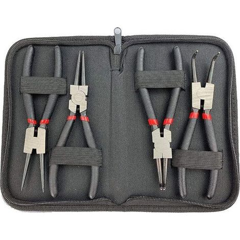 Lot de 4 Pinces à Circlips 6 Pouce 150mm Droite Courbe Interieur Extérieure Ensembles de Pinces avec Housse de Conservation Poignée Antidérapante (1/5)