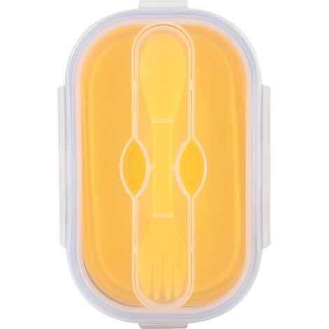 Faltbare 800-ml-Silikon-Bento-Box – Lebensmittelbehälter für Reisen, Picknicks und Wanderungen – Gelb (1/5)