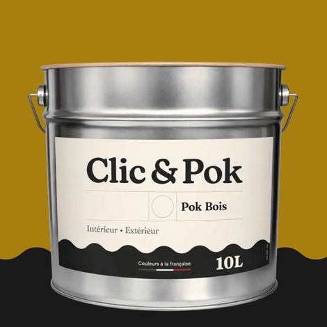 Peinture Bois Extérieur – POK BOIS - 10L - RAL 1027 - Jaune curry- Résistante aux intempéries - Ne s'écaille pas