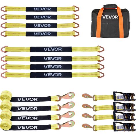 VEVOR Radspanngurt Befestigungsgurt (50,8 x 2438,4 mm) mit Federhaken & 4540 kg Zugfestigkeit & 1512 kg Tragfähigkeit, Motorrad-Spannsystem Radsicherungsgurt Reifengurt für SUVs Anhänger Gelb (1/5)