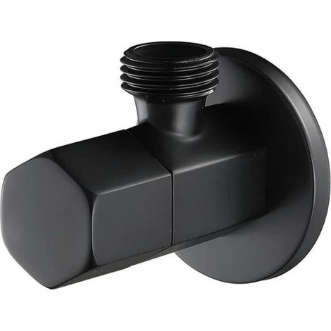 Vanne Triangulaire - Laiton Noir - Robinet Arrêt WC - Filetage G1/2 Mâle/Mâle - 1 Pièce (1/4)