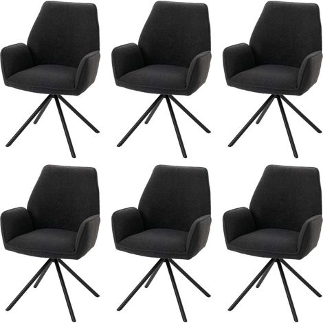 Lot de 6 chaises de salle à manger HWC-G67, chaise de cuisine Accoudoir, pivotant Auto-Position, tissu Bouclé Öko-Tex MV (1/5)