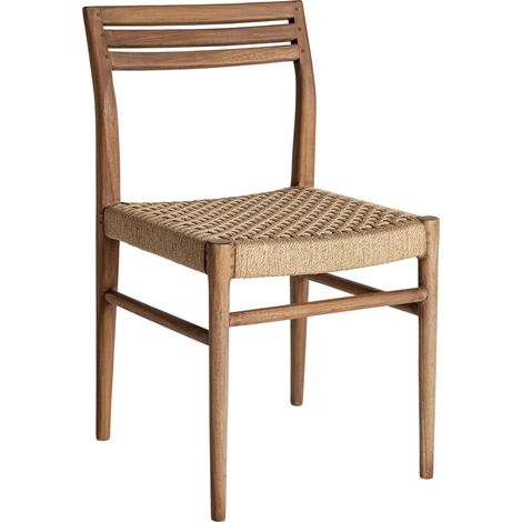Chaise vintage en teck et corde lot de 2 - marron teck et corde brun clair (1/5)