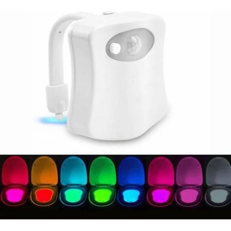 Lampe de toilette veilleuse LED avec détecteur PIR – 8 couleurs changeantes – S'allume dans l'obscurité – Installation facile (1/5)