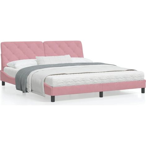 Cadre de lit avec tête de lit Rose 180x200 Velours (1/5)