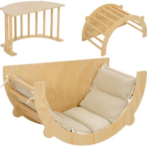 Arc d'escalade multifonction en bois de pin avec coussin pour enfants 1,5-4 ans, charge 50 kg (1/5)