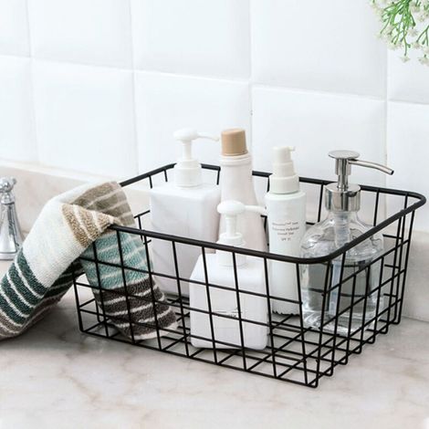 Panier de Rangement Fil Métal pour Maison et Décoration - Structure en Acier Durable, Dimensions: 27x20x12cm, 1 Pièce pour Cuisine, Réfrigérateur, Salle de Bain et Bureau