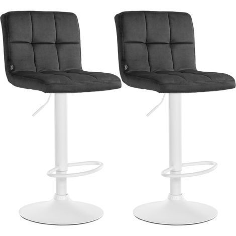 2er Set Barhocker Peru Samt dunkelgrau weiß