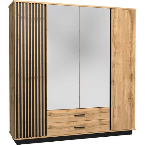 Armario Tenodeu 121 , 205x197x52cm, Puertas de armario: Con bisagras, Número de estantes: 0 (1/4)