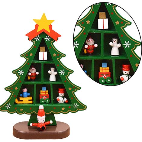 Arbre De Noël De Bureau - En Bois Naturel - Décor De Table Pour Fêtes - 1 Pièce (1/5)