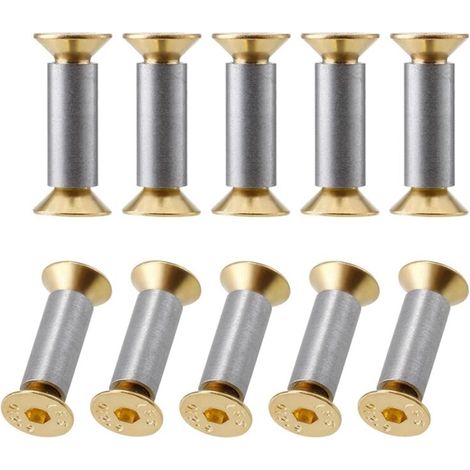 Vis À Manche Couteau 10 Paquets Rivets Boulons Fixation Tête Plate Hexagonale Dorée