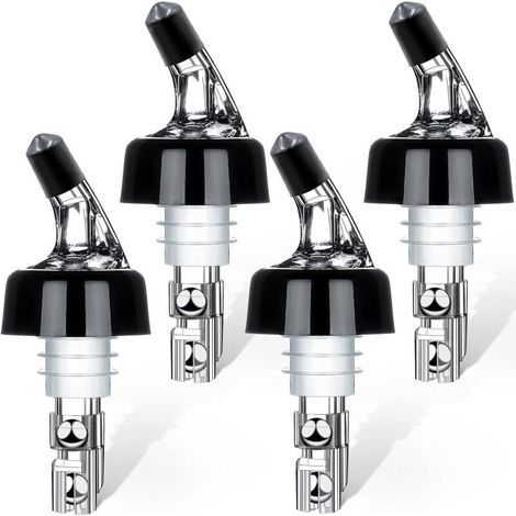 Ensemble de quatre flacons en acier inoxydable (30 ml) – bec verseur adapté au vin, aux cocktails et aux huiles de cuisson. (1/5)