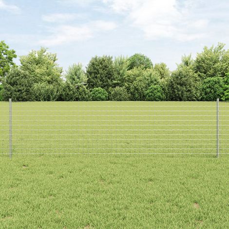 vidaXL Poteau de clôture enchâssé 11 pièces Argenté 100 cm