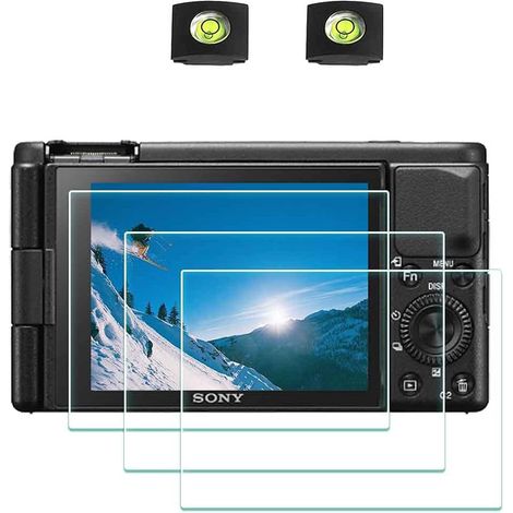 Protector de pantalla para Sony ZV-1 ii ZVI ii/ZV-1 ZV1 y carcasa con zapata, protector de vidrio templado óptico de 0,3 mm, dureza 9H, antiarañazos, antiburbujas - Paquete de 3 (1/5)