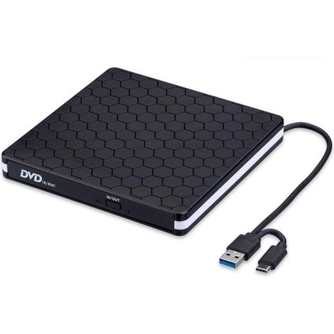 Lecteur DVD Externe - CD DVD +/-RW USB 3.0 Et USB-C - Pour PC Portable Bureau Et Mac - 1 Unite (1/5)