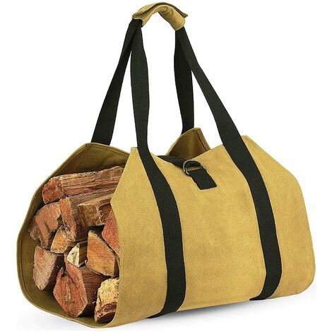 Sac à bûches en toile. Sac de rangement pour bois de cheminée de grande capacité. À utiliser pour les outils, les pique-niques, le camping, l'emballage, les jouets pour enfants, les animaux domestique (1/3)