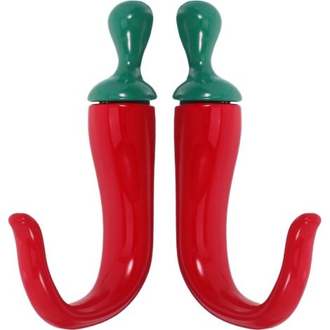 Ensemble de 2 crochets muraux décoratifs en alliage de zinc en forme de piment, pour la cuisine et la salle à manger. (1/5)