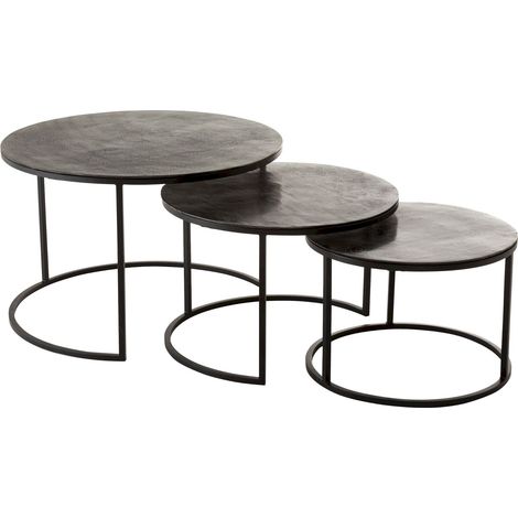 Lot de 3 tables gigognes Alexis en Aluminum - Ebène (1/5)