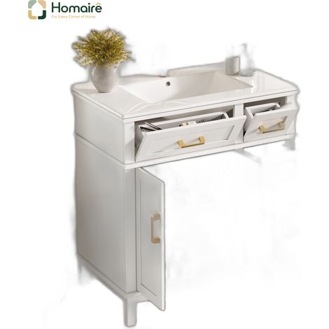 Flur- Garderobenschrank weiß aus MDF 76 x 46.5 x 86 cm HOMAIRE (1/5)