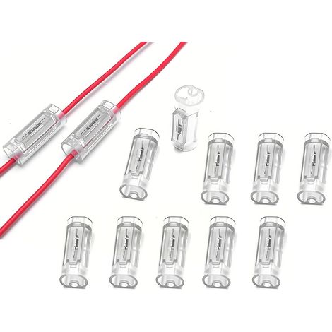 1-poliger Kabelverbinder 10 Stück – Lötfreier Draht-zu-Draht Schnellverbinder für 0,35–0,5 mm² (AWG22–20), Einzelader Steckverbinder, Transparent, DIY Elektroinstallationen