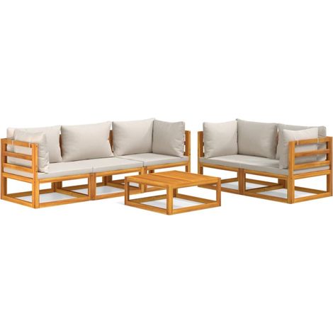 Maison Exclusive - Set Salotto Giardino 6pz Cuscini Grigio Chiaro Legno Massello