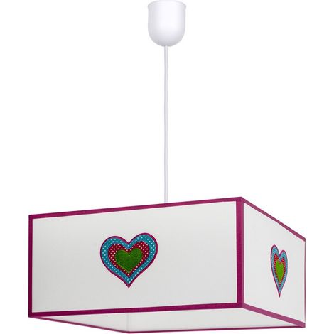 Lampara Colgante Amor 1xe27 Blanco/rosa Regx35x35 de FABRILAMP. (1/5)