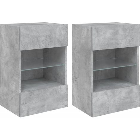Mobile TV a parete scaffale multimediale credenza TV sala da pranzo soggiorno camera da letto e luci LED 2 pezzi 40 x 30 x 60,5 cm grigio 020029129