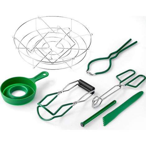 Kit per la preparazione di marmellate composto da 7 pezzi, con barattolo verde resistente al calore, ideale per la cottura e la preparazione di dolci. (1/5)