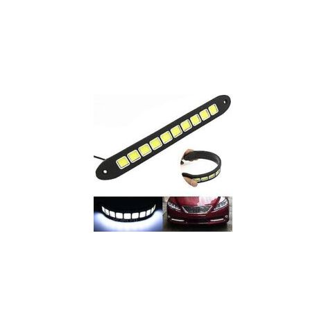 Crezuo Flexible COB LED Tagfahrlichter für Autos, 10 LEDs, Universal, Wasserdicht, Nebelscheinwerfer, 12V Flexible Zusatzscheinwerfer